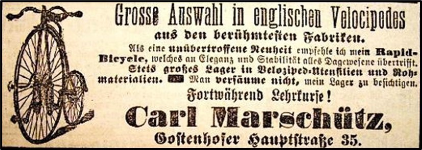 Werbeanzeige von Carl Marschütz vom Juni 1886 Werbeanzeige mit Kangaroo, Carl Marschütz, 1886, Nürnberg
